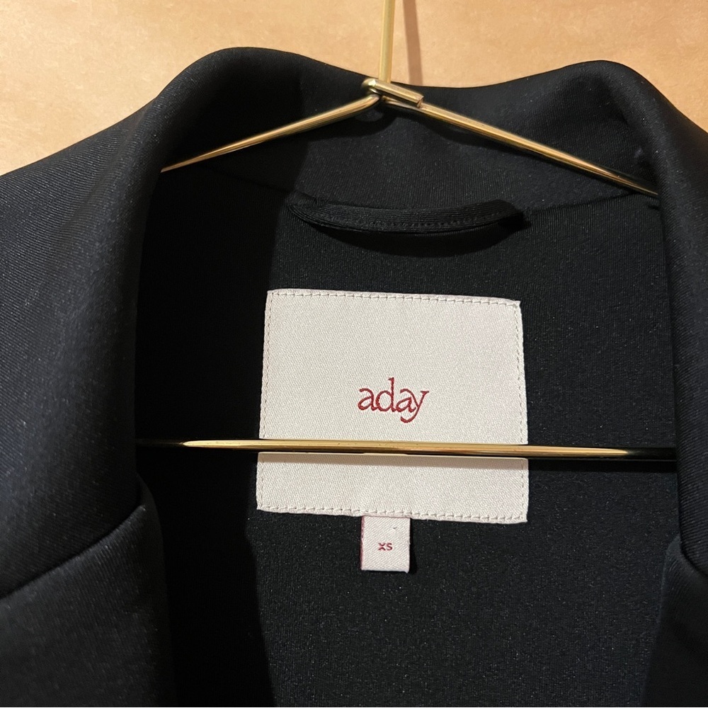 Aday Soft Power Blazer Jacket Scuba Knit Notched Lapel Snap Front Black Size XS - Picture 3 of 14